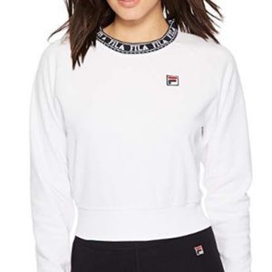 white velour fila cropped sweater size small